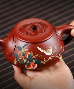 ấm tử sa thạch biều nguyên khoáng đất cũ hình chim hoa đẹp 240ml ATS30.