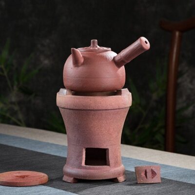 Bộ bếp đun nước pha trà tử sa dùng than củi hoặc cồn dáng bếp lò có kèm cả ấm