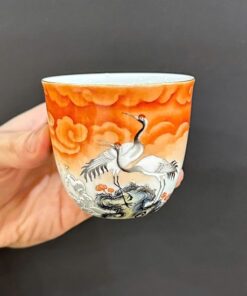 chén sứ cảnh đức cao cấp họa tùng vẽ tay thủ công dáng cao đẹp 130ml CS51