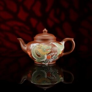 ấm tử sa hình rồng Long Đằng Tứ Hải nguyên khoáng đất cũ 250ml nghệ nhân cao cấp.