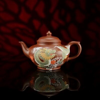 ấm tử sa hình rồng Long Đằng Tứ Hải nguyên khoáng đất cũ 250ml nghệ nhân cao cấp.