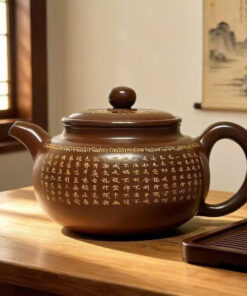 Ấm trà tử sa nê hưng hỏa biến thủ công bát nhã kinh đẹp 330ml AKC70