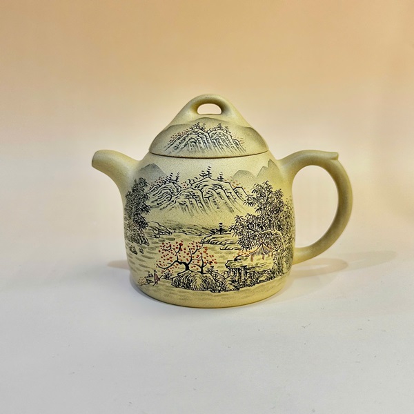 Ấm tử sa Nghi Hưng bổn sơn lục nê tần quyền họa sơn thủy đẹp 220ml ATS174 - Ảnh 2