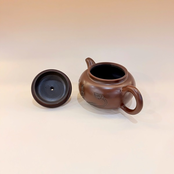 Ấm tử sa nê hưng biển phúc khắc sen thủ công đẹp 220ml AKC24 - Ảnh 4