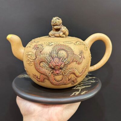 ấm tử sa cao cấp cổ đời Thanh long phụng nghê tọa đỉnh 450ml dùng trong cung đình đẹp.