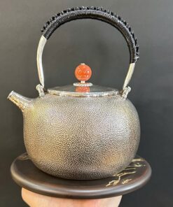 ấm tetsubin bạc 999 nguyên chất cao cấp đun nước pha trà ngon 570g1L AN40