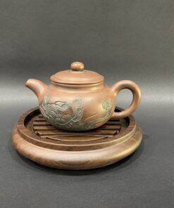 đế ấm trà gỗ gụ dùng để kê ấm thoát nước được 15cm bền đẹp.