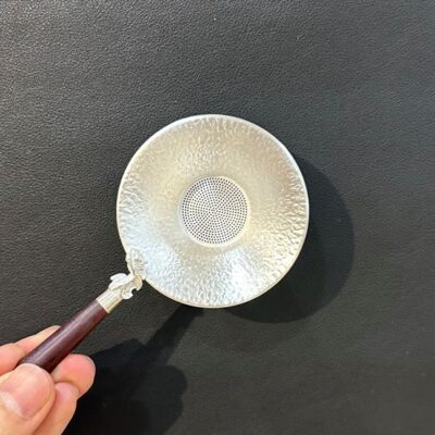 Lọc trà bạc nguyên chất 999 cán gỗ thủ công làm lược trà đẹp 34-38g