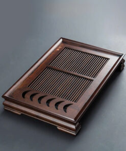 Khay đựng ấm chén trà tre màu gỗ có khe úp ly đẹp 50x34cm KTT15