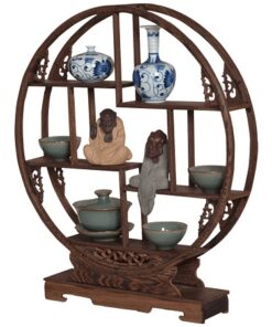 kệ gỗ mini làm bằng gỗ cánh gà bền chắc dùng trưng bày ấm chén tượng bàn trà 60cm