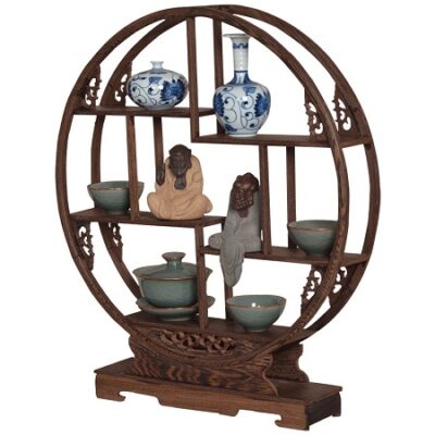 kệ gỗ mini làm bằng gỗ cánh gà bền chắc dùng trưng bày ấm chén tượng bàn trà 60cm
