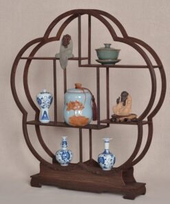 kệ gỗ trà bằng gỗ cánh gà bày ấm chén trà lục bình cỡ nhỏ bền đẹp dáng hoa 60cm