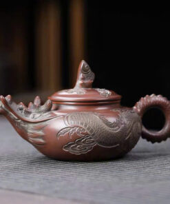 Ấm tử sa nê hưng ngư hóa long cao cấp hỏa biến 350ml AKC59