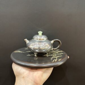 ấm trà bằng bạc nguyên chất 999 cao cấp đối ẩm thủ công 130ml pha trà ngon thơm.