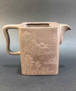 Chén tống tử sa đất cũ nguyên khoáng dáng tứ phương sơn thủy 250ml CT52