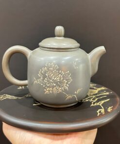 ấm tử sa nê hưng dáng tỉnh lan khắc hoa màu xanh đẹp 280ml dòng mượt pha trà ngon.