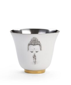 Chén trà tráng bạc cao cấp hoạ tiết vẽ tay hướng phật đẹp 60ml