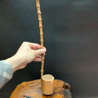 Gáo múc rượu múc nước pha trà bằng tre cán đứng đẹp gầu múc 100ml dài 40cm.