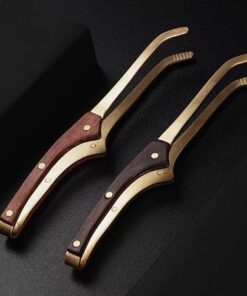 Gắp ly trà đồng cán gỗ đẹp dùng để kẹp chén trà cao cấp dễ cầm bền