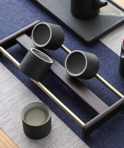 Khay úp cốc chén ly trà gỗ gụ thanh đồng đẹp cao cấp gác ly trà đẹp