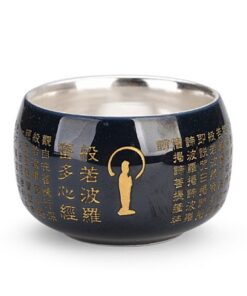 Ly trà thiên mục bạc cao cấp bát nhã tâm kinh làm chén chủ 165ml đẹp