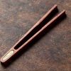 Gắp Chén Trà Gỗ Hương Điểm Hoạ Tiết Sen Bằng Đồng 18cm GC07