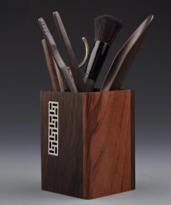 Bộ dụng cụ pha trà gỗ ống đựng hình vuông KH10