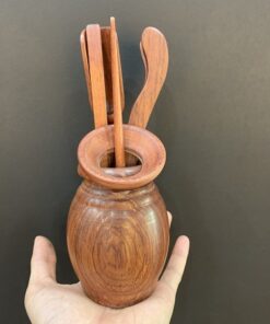 bộ dụng cụ pha trà gỗ hương ống đựng hình tròn đẹp pha trà đạo việt nam