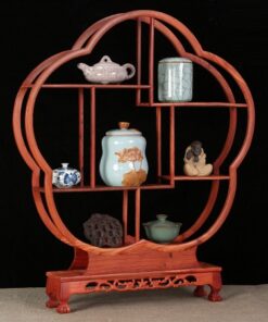kệ gỗ hương bày ấm chén trà dáng bong hoa cao 68cm bền đẹp