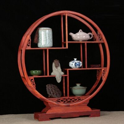 Kệ trung ấm trà gỗ hương dáng tròn cao 56cm rộng 50cm bày ly tách tượng bền đẹp