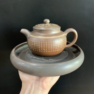 thuyền trà tử sa dưỡng ấm cao cấp nhiều họa tiết đẹp thủ công 20,5x3cm