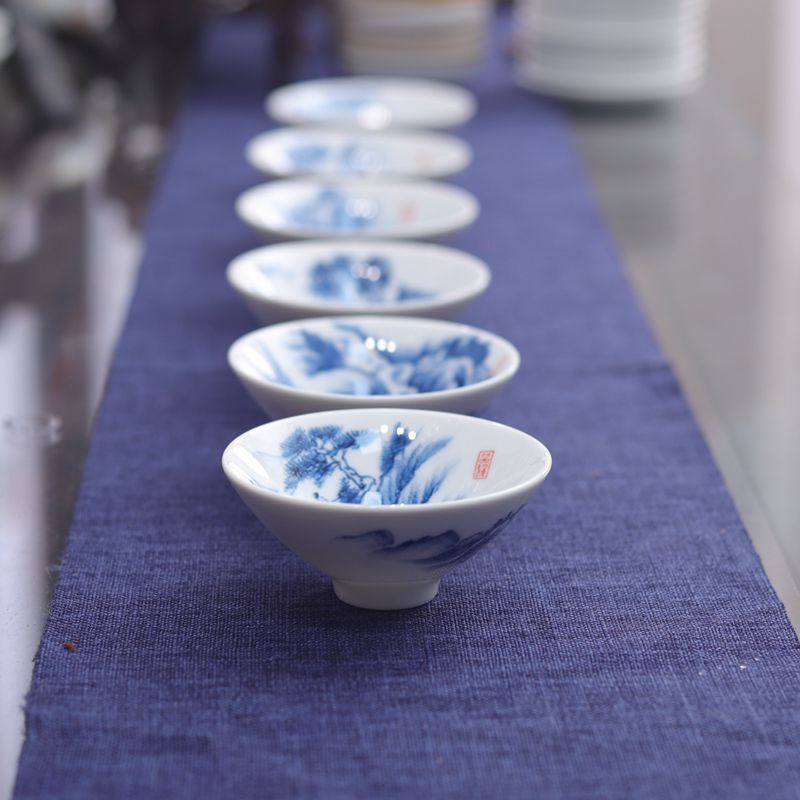 Chén sứ Cảnh Đức dáng nón họa Sơn Thủy CS16 - Ảnh 3