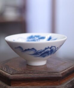 Chén trà sứ cảnh đức vẽ sơn thuỷ dáng nón  70ml CS16