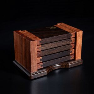 Bộ 5 lót ly trà gỗ hình chữ nhật cao cấp bằng gỗ gụ dùng kê chén trà bền đẹp
