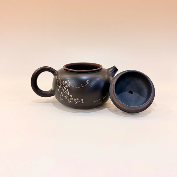 Ấm tử sa Nê Hưng dung thiên khắc hoa 210ml AKC19 - Ảnh 4