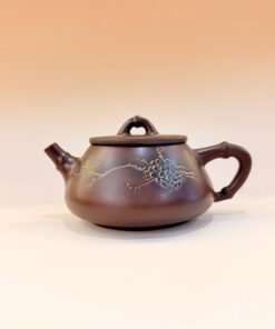 Ấm pha trà cao cấp thạch biều khắc đào thủ công 220ml AKC57