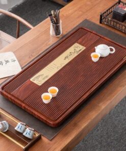Khay gỗ hương nguyên khối để ấm chén bền đẹp 60x32cm KTG32