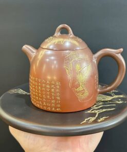 ấm pha trà hoả biến cao cấp nê hưng dáng tần quyền hoạ mặt phật thủ công 280ml đẹp.