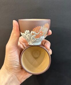 Chén uống trà tử sa nguyên khoáng đất cũ thủ công hình rồng đẹp 85ml CTS38