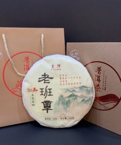 Trà phổ nhĩ sống Lão Ban Chương Dận Tường chính hiệu cao cấp năm 2014 bánh tròn 400g.