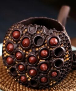 Chén tống tử sa đất cũ bát sen cao cấp thủ công hạt sen nổi đẹp 200ml.