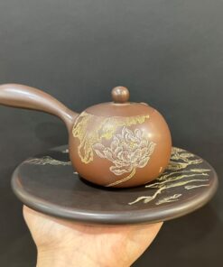 Ấm trà cao cấp tử sa nê hưng đường vũ hỏa biến nâu khắc mẫu đơn 240ml pha trà ngon