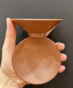 Ly trà cao cấp gốm nê hưng khắc sơn thuỷ cực đẹp dáng nón thấp uống trà ngon 50ml.