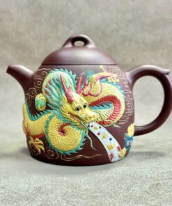 Ấm tử sa Nghi Hưng tần quyền Hoàng Long nhả kim ngân 330ml ATS902