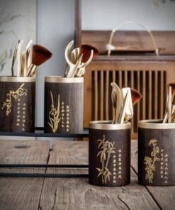 Bộ dụng cụ pha trà nhiều món mai lan cúc trúc đẹp xúc trà gắp ly đỡ tách.