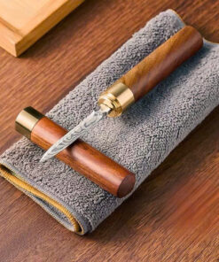 Dao tách trà phổ nhĩ cán gỗ lưỡi dẹt phỏng cổ dài 16cm bền DC29