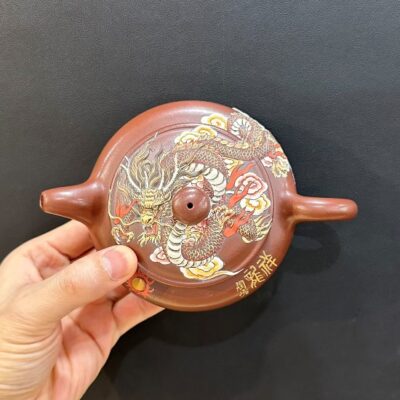 ấm tử sa cao cấp nghệ nhân Trương Hiểu Lĩnh đắp nổi tường long rồng hiện đất cũ chuẩn