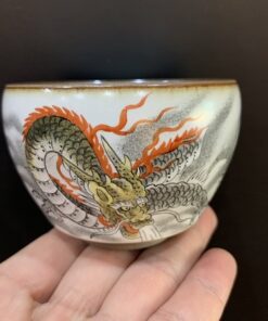Chén sứ cảnh đức nhữ diêu vẽ tay long hành thiên hạ thủ công 125ml làm ly trà chủ đẹp