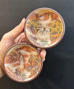 Chén tử sa cao cấp hoạ sơn thuỷ thủ công đẹp nguyên khoáng đáy tào thanh đất cũ xịn 100ml.