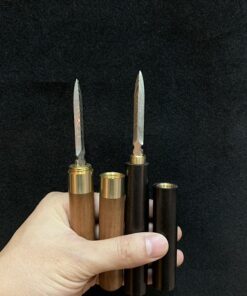 Dao tách trà phổ nhĩ cán gỗ hương và mun đẹp lưỡi dẹt hoạ tiết phỏng cổ